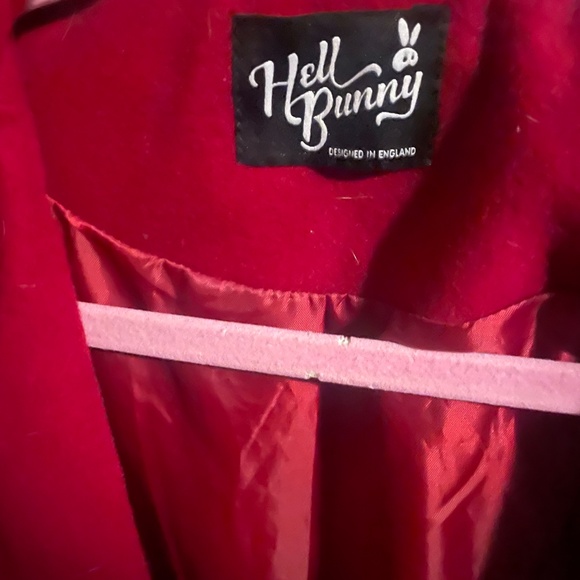 Beautiful Hell Bunny wool red peacoat! A - Picture 2 of 2